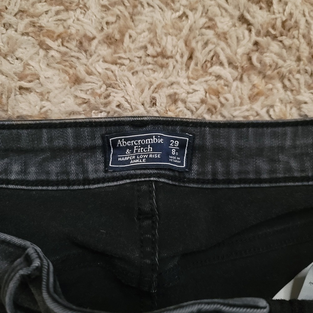 Abercrombie & Fitch Harper Low Rise Ankle Jeans Women 8S Black Distressed Skinny